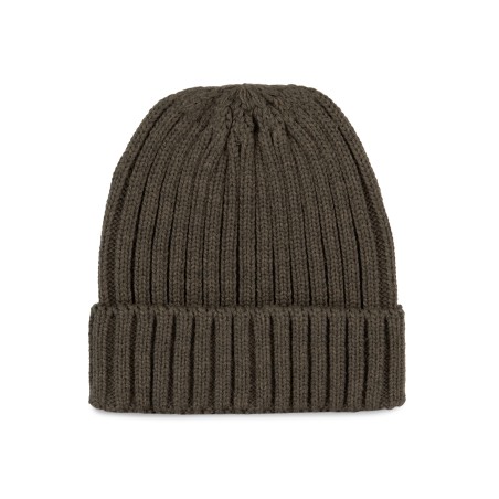 Gorro de punto canalé 2 x 1 con dobladillo