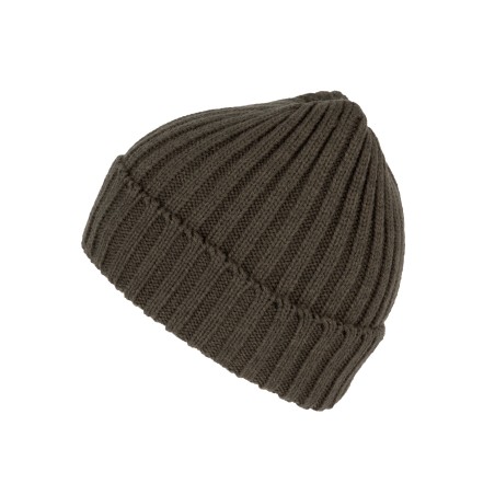 Gorro de punto canalé 2 x 1 con dobladillo