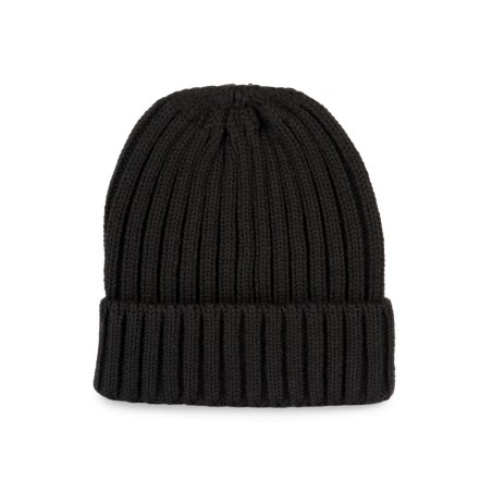 Gorro de punto canalé 2 x 1 con dobladillo