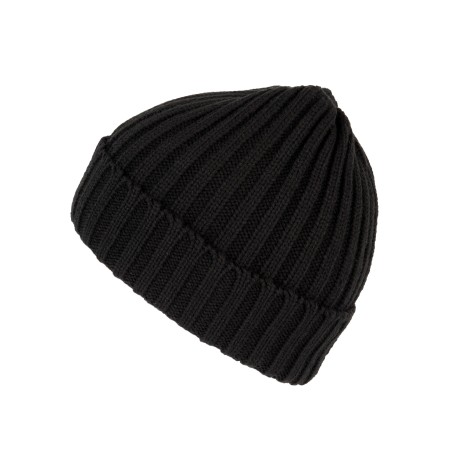 Gorro de punto canalé 2 x 1 con dobladillo