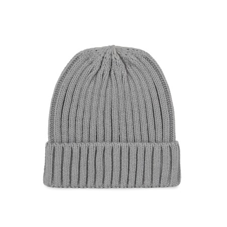 Gorro de punto canalé 2 x 1 con dobladillo