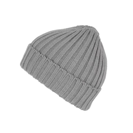 Gorro de punto canalé 2 x 1 con dobladillo