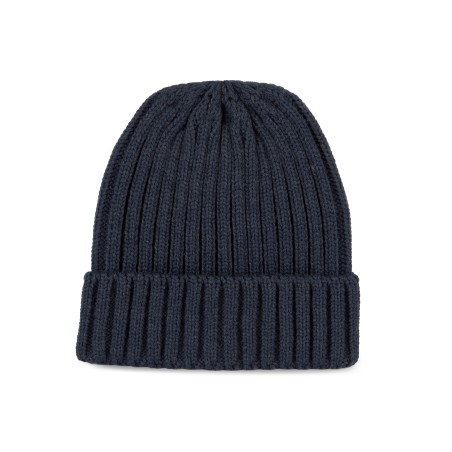 Gorro de punto canalé 2 x 1 con dobladillo