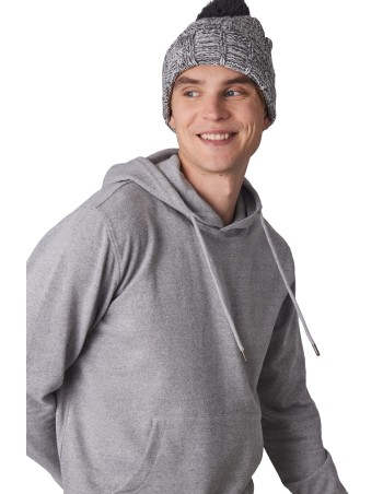 Bobble beanie with turn-up.