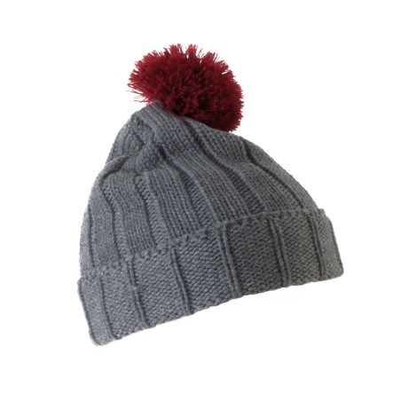 Bobble beanie with turn-up.
