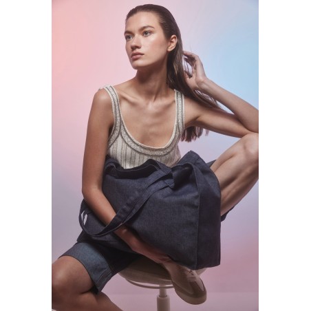 Recycled cotton denim look large shopper