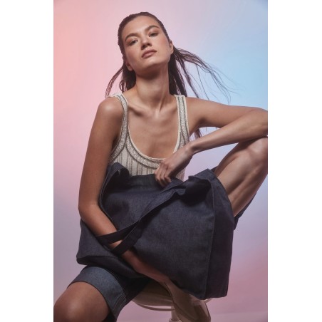Recycled cotton denim look large shopper