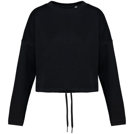 Eco-friendly ladies’ oversize cropped round neck sweatshirt