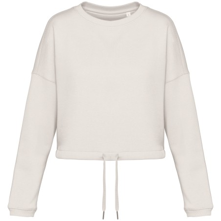 Eco-friendly ladies’ oversize cropped round neck sweatshirt