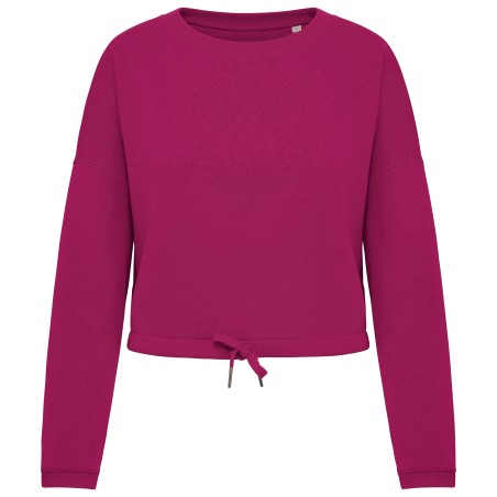 Eco-friendly ladies’ oversize cropped round neck sweatshirt