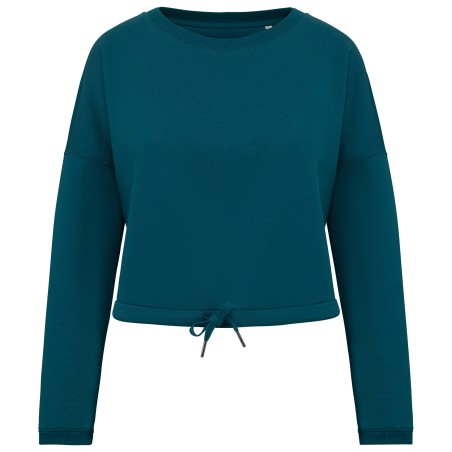 Eco-friendly ladies’ oversize cropped round neck sweatshirt
