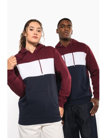 Unisex tricolour hooded sweatshirt