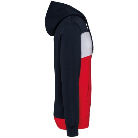 Unisex tricolour hooded sweatshirt