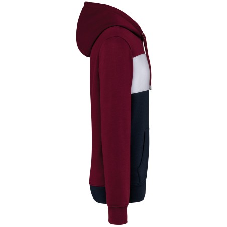 Unisex tricolour hooded sweatshirt