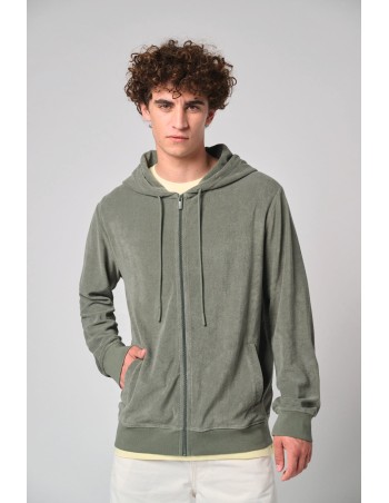 Sudadera ecorresponsable de rizo con capucha y cremallera...