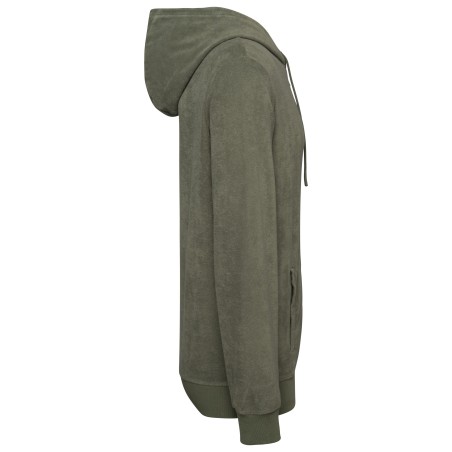 Eco-friendly men\\\'s Terry Towel full zip hooded sweatshirt