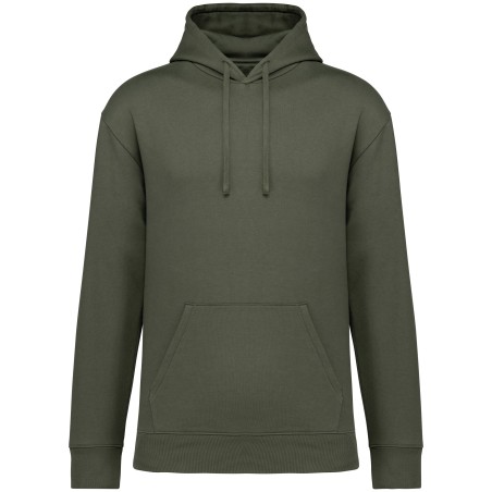 Eco-friendly unisex brushed fleece dropped shoulders hooded sweatshirt