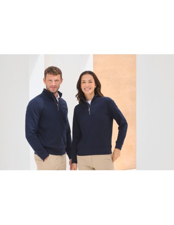 Unisex zipped neck sweatshirt