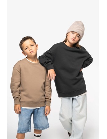 Eco-friendly kids\\\' oversize round neck sweatshirt