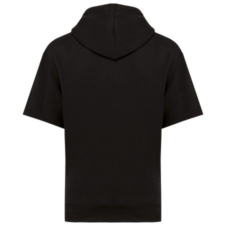 Unisex eco-friendly French Terry short sleeve drop shoulder hooded sweatshirt