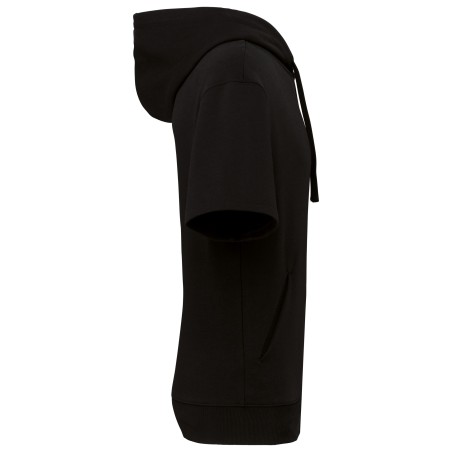 Unisex eco-friendly French Terry short sleeve drop shoulder hooded sweatshirt
