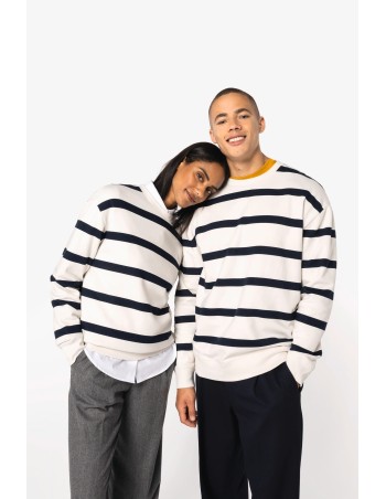 Eco-friendly unisex striped dropped shoulders round neck...