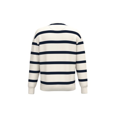 Sudadera ecorresponsable de cuello redondo a rayas y hombros caídos unisex