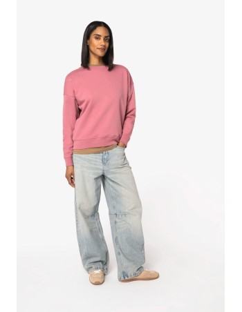 Sudadera ecorresponsable cuello redondo hombros caídos mujer