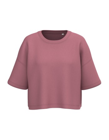 Ladies\\\' short sleeve crew neck crop sweatshirt 2