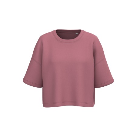 Ladies\\\' short sleeve crew neck crop sweatshirt