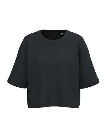 Ladies\\\' short sleeve crew neck crop sweatshirt 2