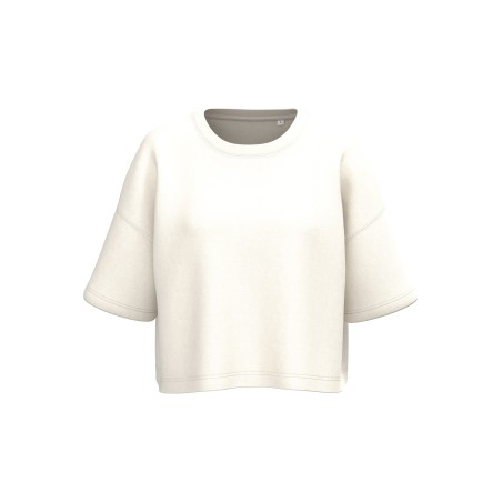 Ladies\\\' short sleeve crew neck crop sweatshirt