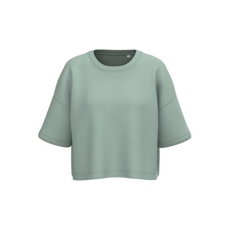 Sudadera crop cuello redondo y manga corta mujer