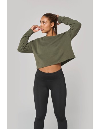 Ladies\\\' crew neck crop sweatshirt