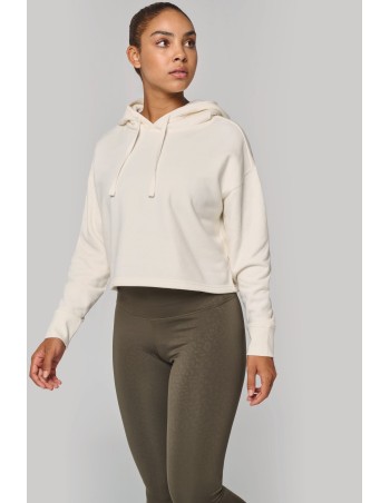 Ladies\\\' crop hooded sweatshirt