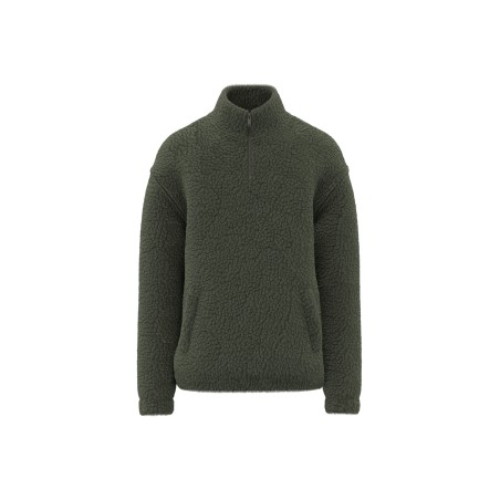 Sudadera de sherpa con 1/4 de cremallera y hombros caídos unisex