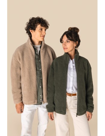 Unisex sherpa dropped shoulders full zip sweatshirt