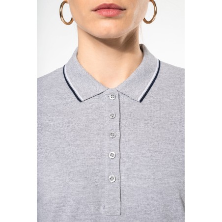 Polo piqué manga larga mujer