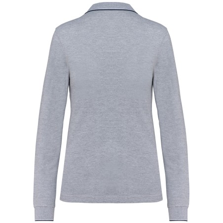 Polo piqué manga larga mujer