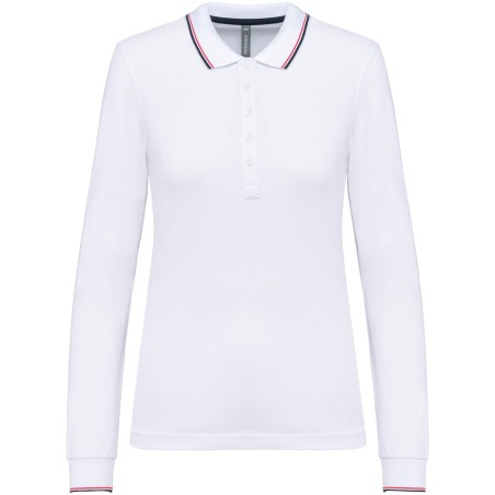 Polo piqué manga larga mujer