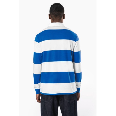 Unisex long-sleeved striped polo shirt