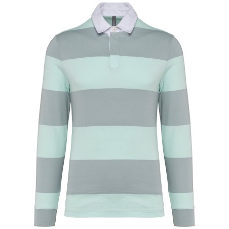 Unisex long-sleeved striped polo shirt