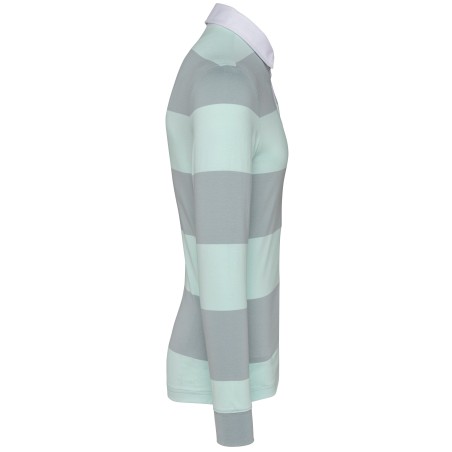 Unisex long-sleeved striped polo shirt