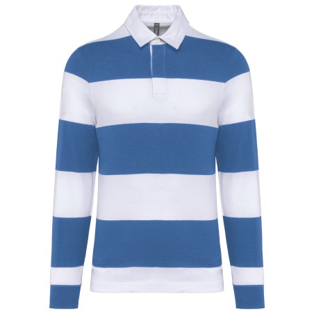 Unisex long-sleeved striped polo shirt