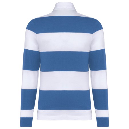 Unisex long-sleeved striped polo shirt