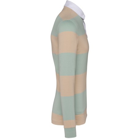 Unisex long-sleeved striped polo shirt