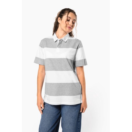 Unisex short-sleeved striped polo shirt