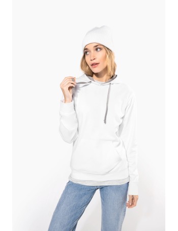 Ladies\\\' contrast hooded sweatshirt