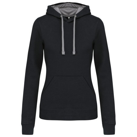 Ladies\\\' contrast hooded sweatshirt