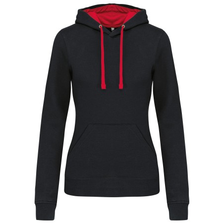 Ladies\\\' contrast hooded sweatshirt